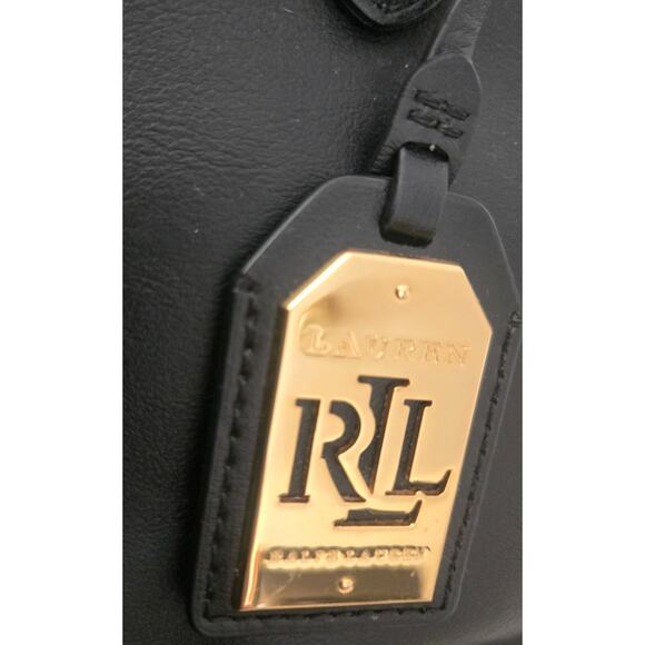 Large Ralph Lauren Lauren Newbury Black Leather Bag Tote Satchel - Picture 6 of 11